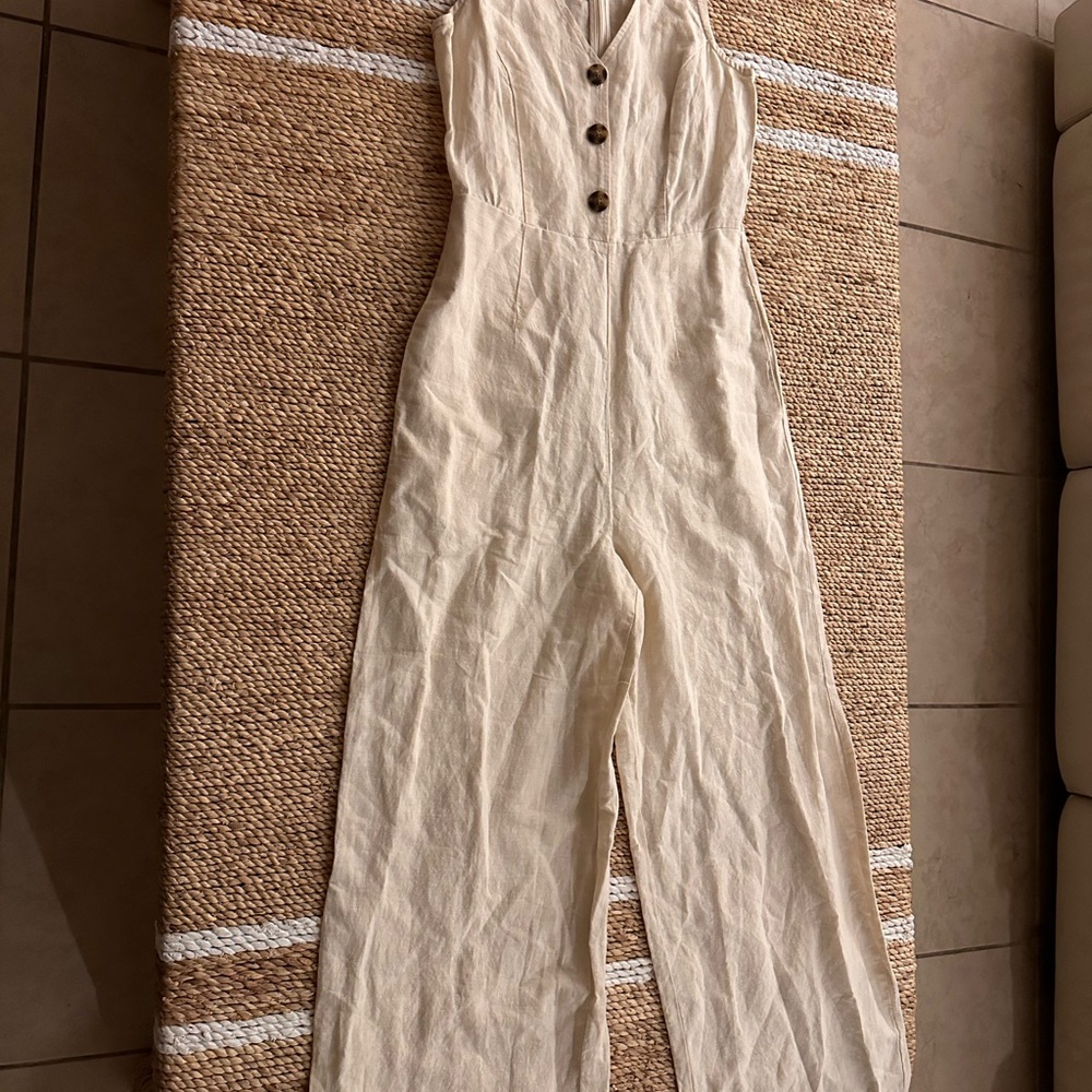 Madewell Button-Front Cream Jumpsuit